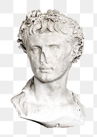 Png roman bust statue, isolated collage element, transparent background