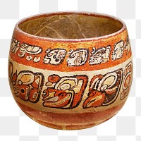 Png Mayan bowl, isolated object, transparent background