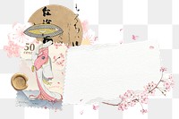 Japanese woman png sticker, ripped paper collage, transparent background