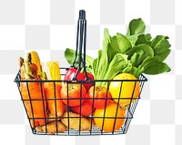 Shopping png basket collage element on transparent background