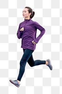 Woman track running  png, transparent background