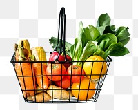 Vegetables basket png, healthy food, transparent background