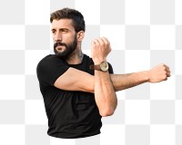 Fit man stretching png, transparent background