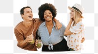 Diverse friends laughing png, transparent background