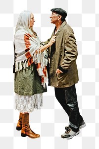 Loving senior couple  png, transparent background