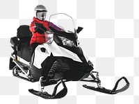 Png Woman motor sled, isolated collage element, transparent background
