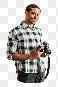 Male photographer png element, transparent background