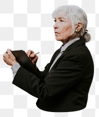 Senior woman png element, transparent background