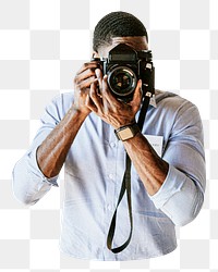 Male photographer png element, transparent background