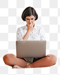 Remote hard-working woman  png, transparent background