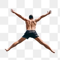 PNG Man jumping with joy, transparent background