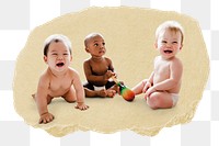 PNG Babies playing together in a play room, collage element, transparent background