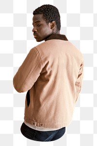 Men's jacket png African American male model, transparent background