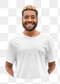 Man png in white t-shirt, transparent background