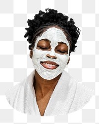 PNG Woman on spa mask, collage element, transparent background