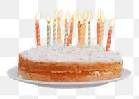 Birthday cake png collage element, transparent background