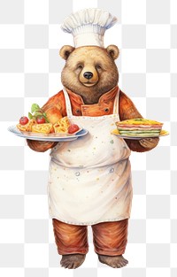 PNG Bear cooking drawing mammal plate. AI generated Image by rawpixel.