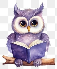 PNG Owl reading a book publication cartoon animal. AI generated Image by rawpixel.