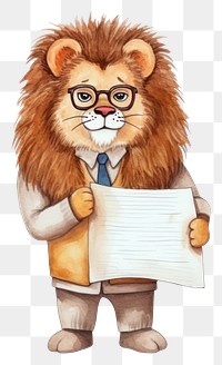 PNG A lion teacher holding a clipboard cartoon mammal  