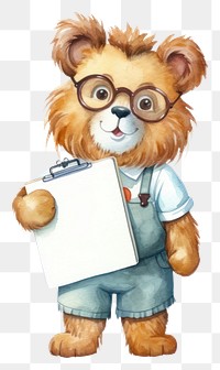 PNG A lion teacher holding a clipboard cartoon cute toy. AI generated Image by rawpixel.