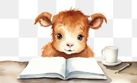 PNG Baby animal studying publication cartoon mammal. 