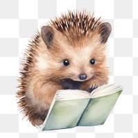 PNG Baby animal studying hedgehog cartoon mammal