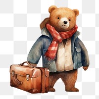 PNG Bag luggage travel bear. AI generated Image by rawpixel.