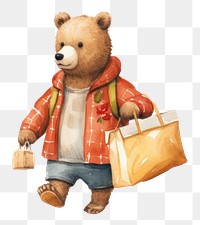 PNG Bear waring shirt carrying a bag mammal toy representation. 