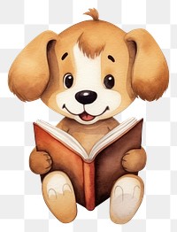 PNG Happy puppy read a book cartoon reading mammal. 