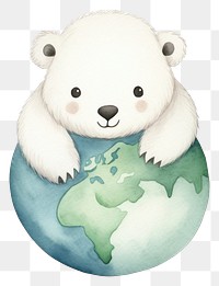 PNG Polar bear hugging earth cartoon mammal space. 