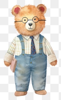 PNG Teacher bear cartoon cute toy. 