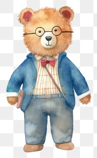 PNG Teacher bear cartoon plush toy. 