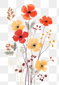 PNG Colorful wildflower art painting pattern. 