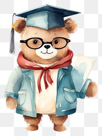 PNG Bear student graduation cartoon white background. AI generated Image by rawpixel.