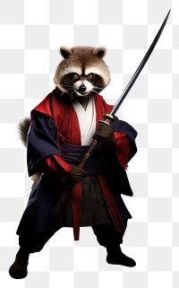 PNG Tanuki samurai portrait costume sword. AI generated Image by rawpixel.