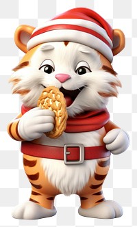 PNG Tigger santa christmas figurine eating. 