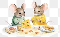 PNG Two mouse lover eating cheese rat rodent mammal. AI generated Image by rawpixel.