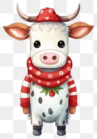 PNG Cow wearing christmas sweater livestock cartoon mammal. 