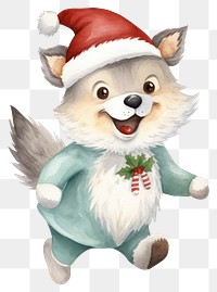 PNG Christmas wolf cartoon cute toy. 