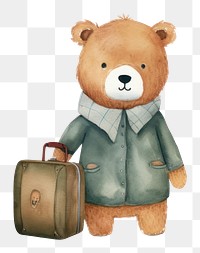 PNG Bear cartoon luggage travel. 