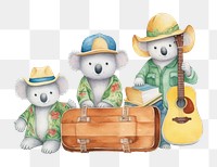 PNG Koala cartoon luggage guitar. AI generated Image by rawpixel.
