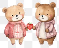 PNG Couple cartoon cute bear. 