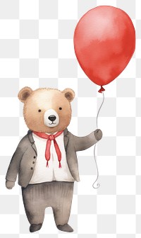 PNG Bear balloon holding cartoon. 