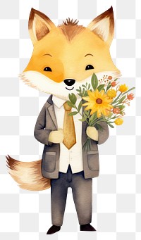 PNG Fox cartoon flower mammal. 