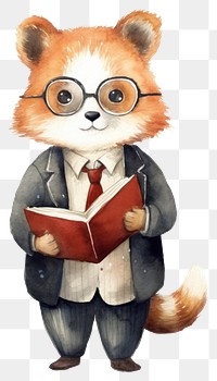 PNG Red panda reading holding cartoon. AI generated Image by rawpixel.