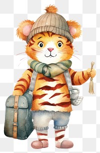 PNG Tiger cartoon travel white background. AI generated Image by rawpixel.