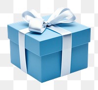 PNG  Gift box blue bow white background