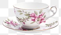 PNG  Decorative spring floral tea cup porcelain saucer mug. AI generated Image by rawpixel.
