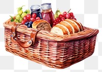 PNG  A picnic basket white background strawberry recreation. 
