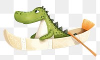 PNG Crocodile rowing a boat vehicle representation transportation. AI generated Image by rawpixel.